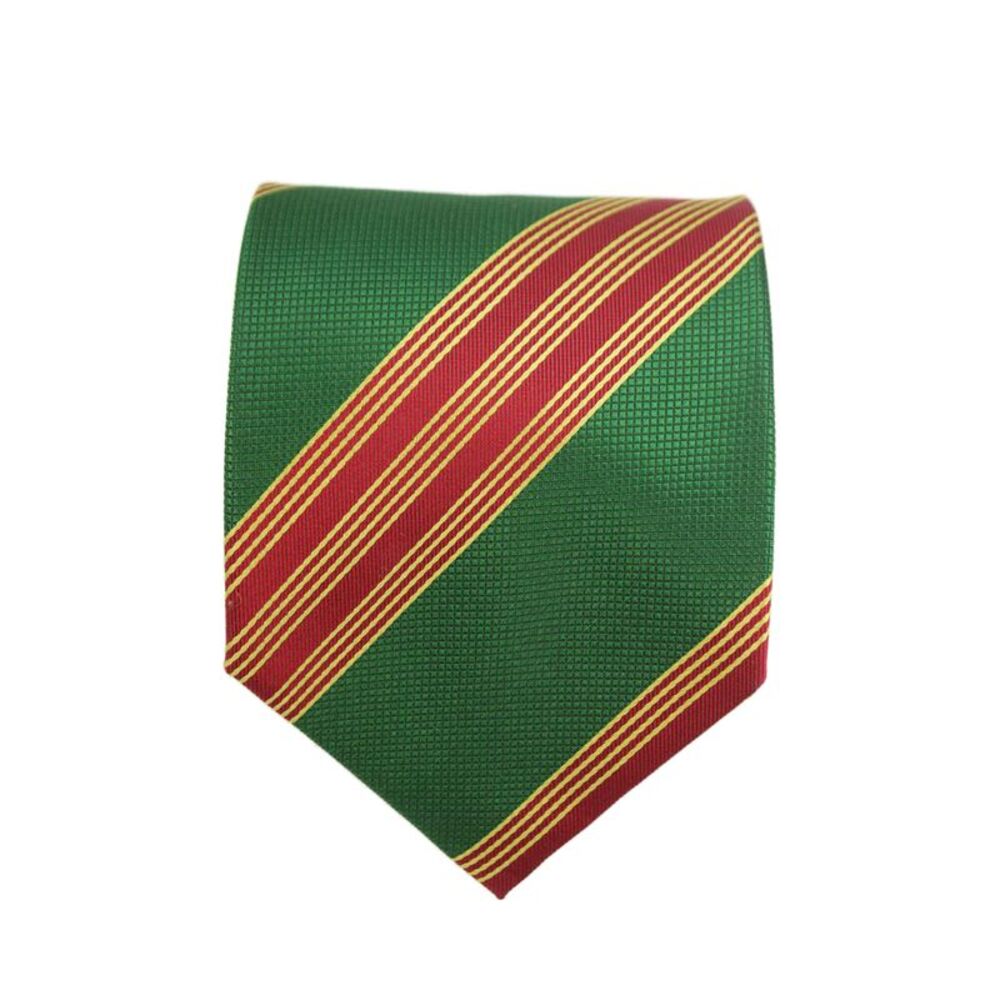 Designer Mens Striped Print Classic Tie Green Red Yellow